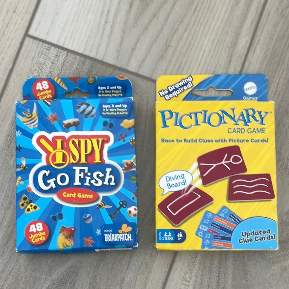 Mattel I Spy Go Fish and Pictionary Card Games - Blue and Yellow